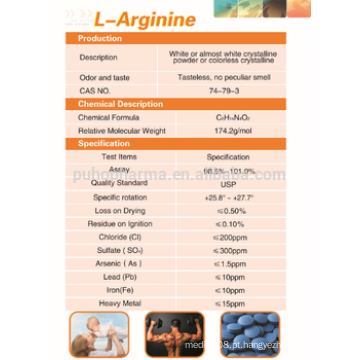 Fornecimento de pó de L-arginina de alta pureza, preço de L-arginina GMP